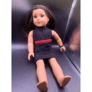 American Girl Wellie Wishers Molly Doll in Black Sleeveless Dress and Red Belt